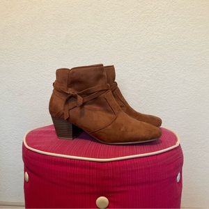 Qupid Chestnut Brown Heel Booties